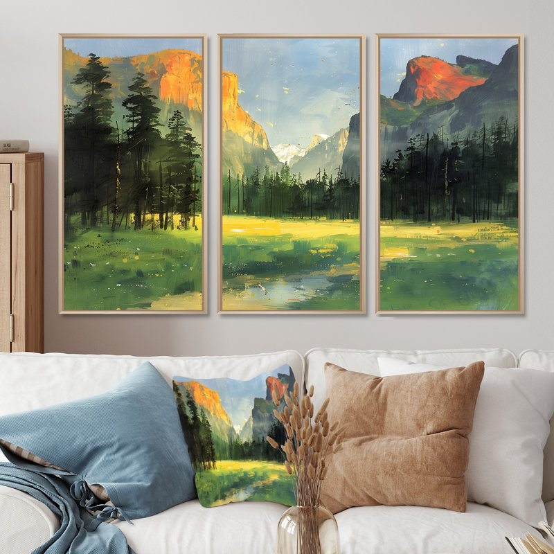 Ensemble de décorations murales Yosemite National Park Forest Landscape I - Landscape Mountains, H 40 po x l 60 po x P 1 po