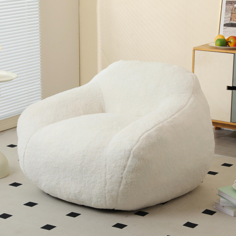 Fauteuil à billes en tissu de haute qualité, Ivoire Teddy