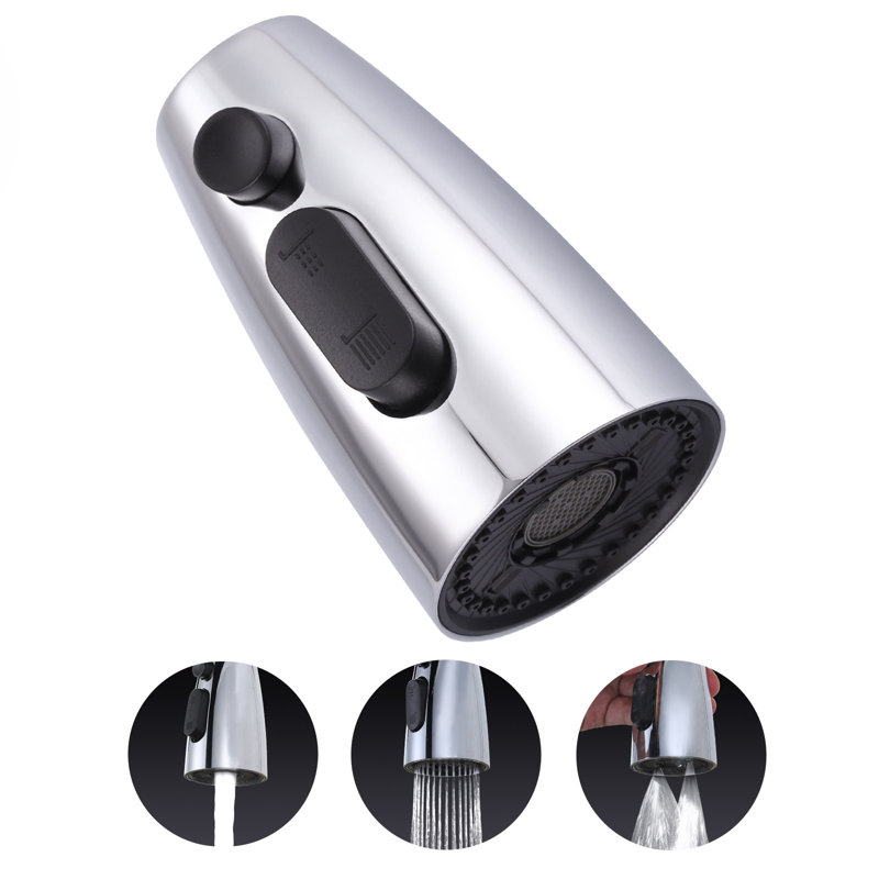 1/2 po Robinet de cuisine rétractable à 3 fonctions avec 9 adaptateurs, Chrome poli