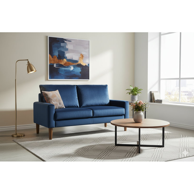 Causeuse rembourrée en velours de style moderne et minimaliste, canapé compact à 2 places à ressorts hélicoïdaux pour salon