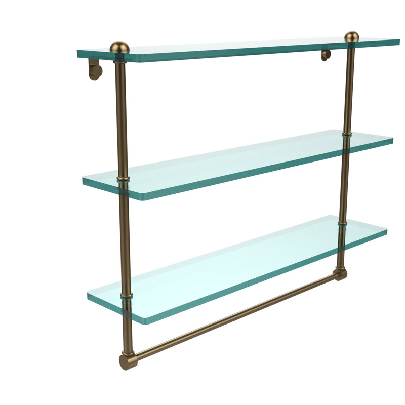 Gober 3 Piece Tiered Shelf with Towel Bar, 22", Brushed Bronze