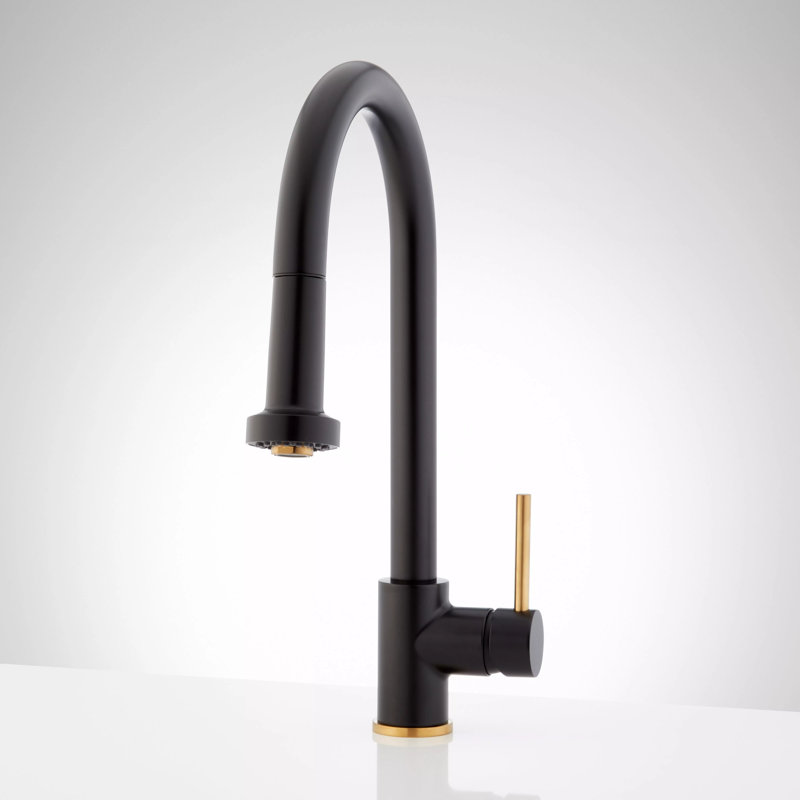 Ridgeway Single Handle Pull-Down Kitchen Faucet, Brushed Gold/Matte Black