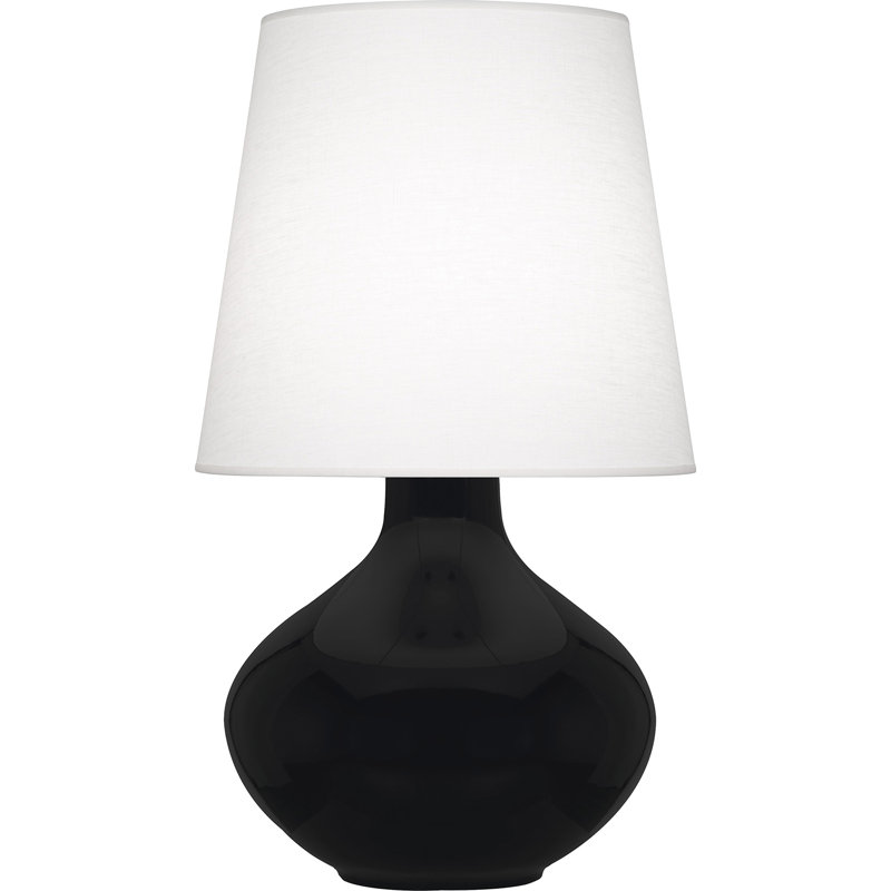 June Table Lamp, Obsidian, Oyster Linen