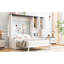 Espace avec lit double, bureau et rangement - Conception pliable, coussins moelleux, rangement spacieux, blanc multifonctionnel pour des espaces de vie compacts, blanc, durabilité à long terme