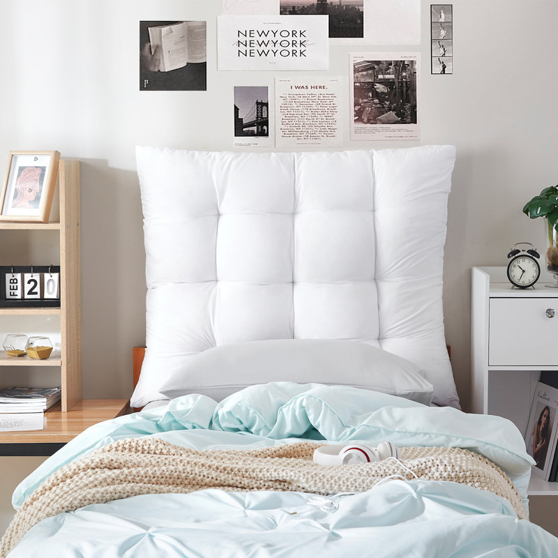 Rainha - Puffy Tufted College Backrest Pillow, White