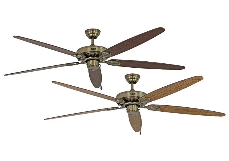 Boutwell 180cm Ceiling Fan, Antique Brass with Antique Oak and Walnut Blades