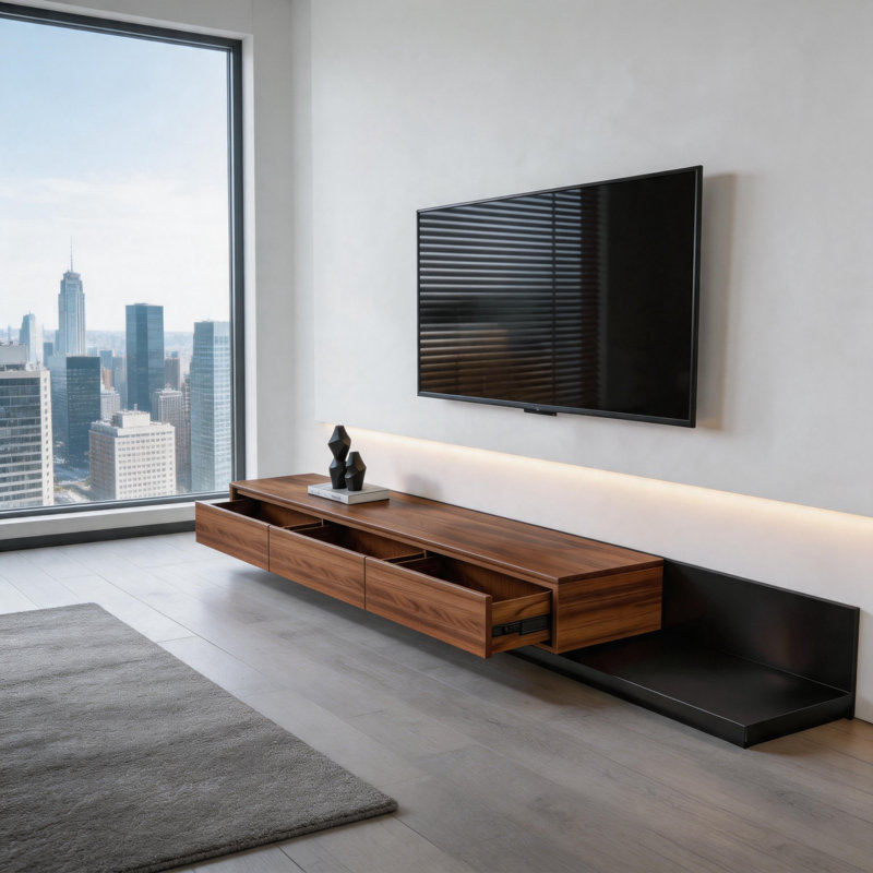Extendable TV Cabinet with 3 Drawers | Adjustable Width 200-330cm | tv unit in Walnut, Grey & Dark Walnut for 75-100" TVs for Living Room & Bedroom  Modern Minimalist Style