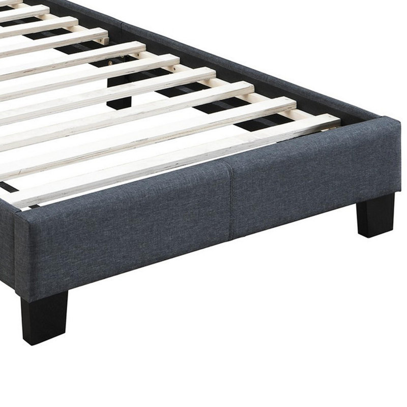 Lit plateforme tapissier Tuffeté Alvena, Simple, Gris foncé