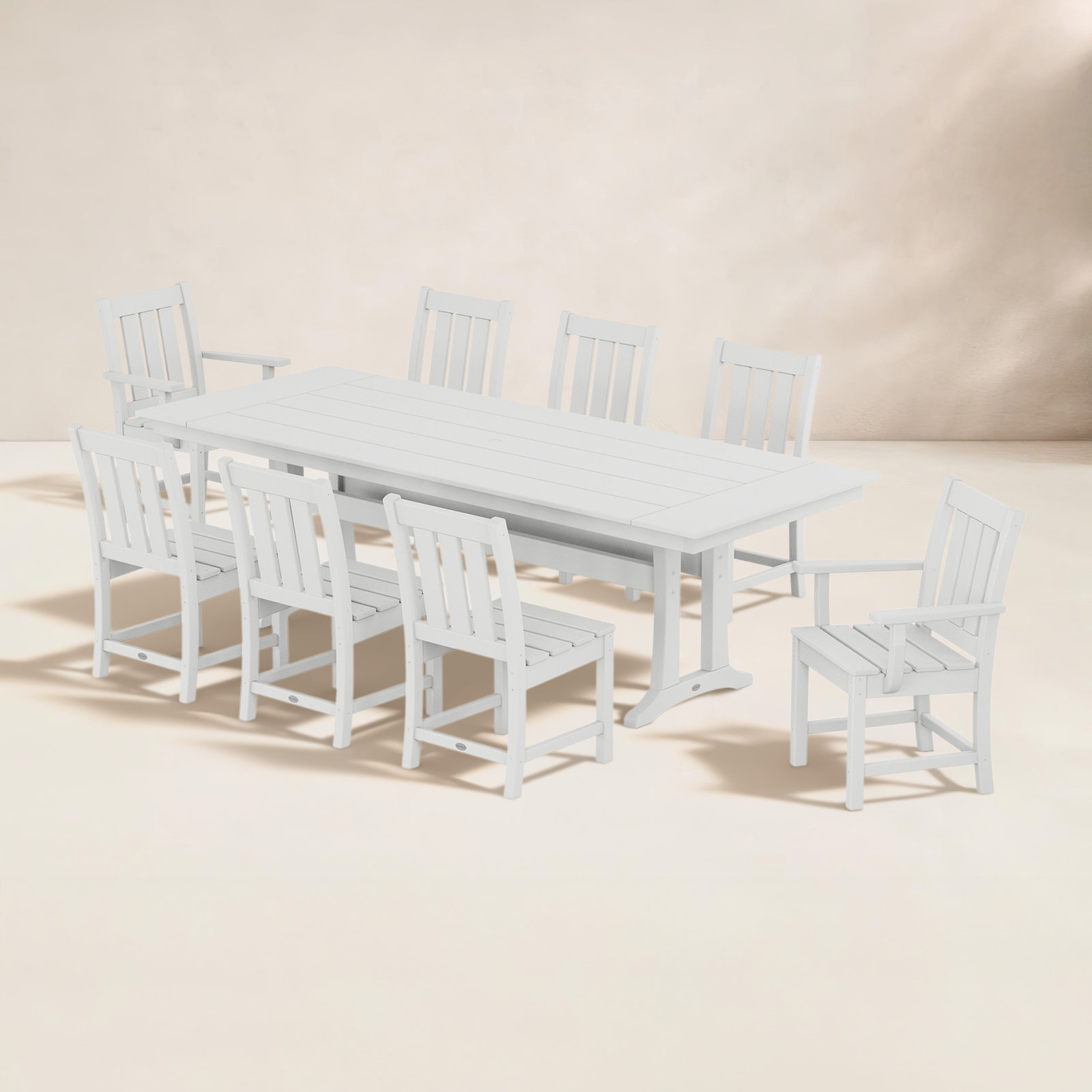 POLYWOOD® Oxford 96" Patio Dining Set, White