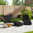 All-Weather Wicker Patio Chaise Lounge with Pull-Out Side Table and Adjustable Backrest-2136583332