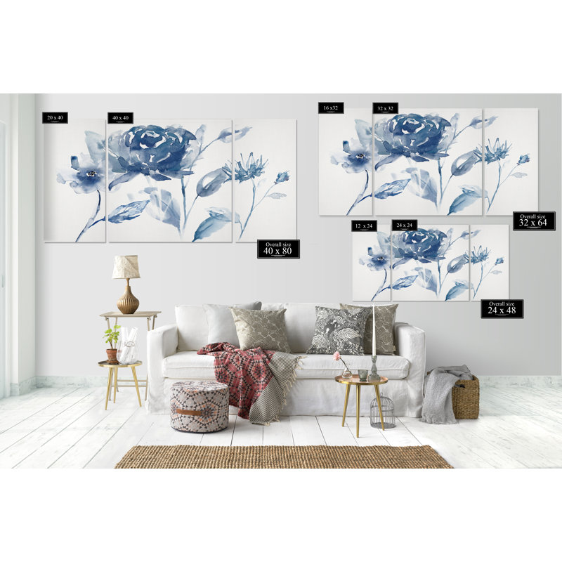Translucide blues I-multi-pièces sur toile, H 40 po x L 80 po x P 1,5 po