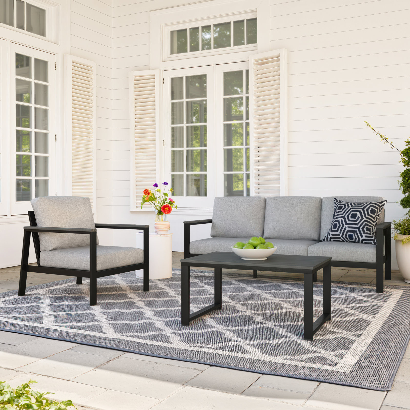 Townsend 4-Person Sunbrella® Patio Seating Group, Canvas Granite Sunbrella® Canvas