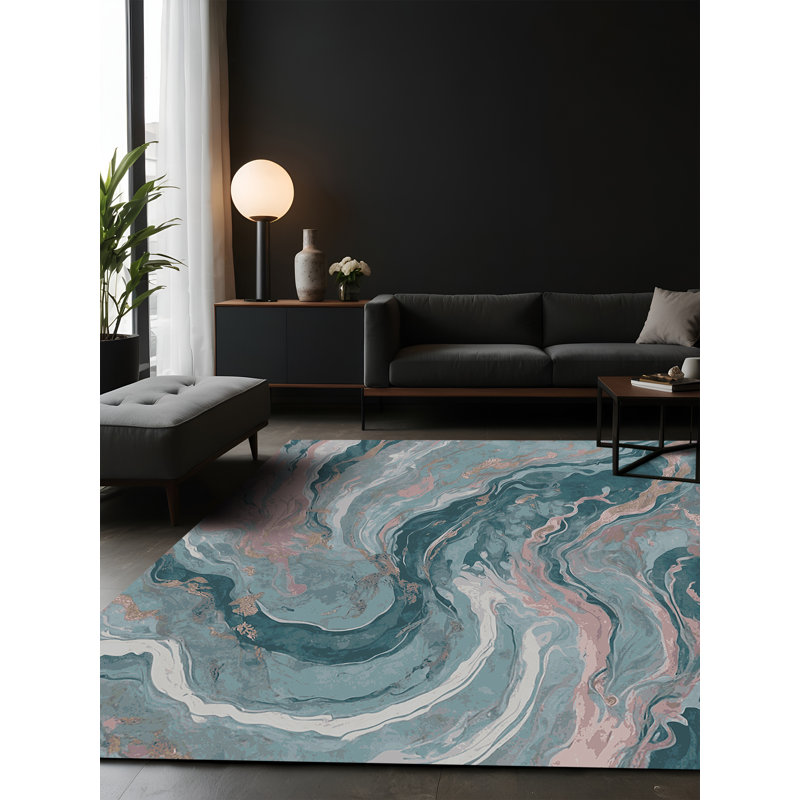 Tapis gris soyeux et moelleux, Carré 6 pi