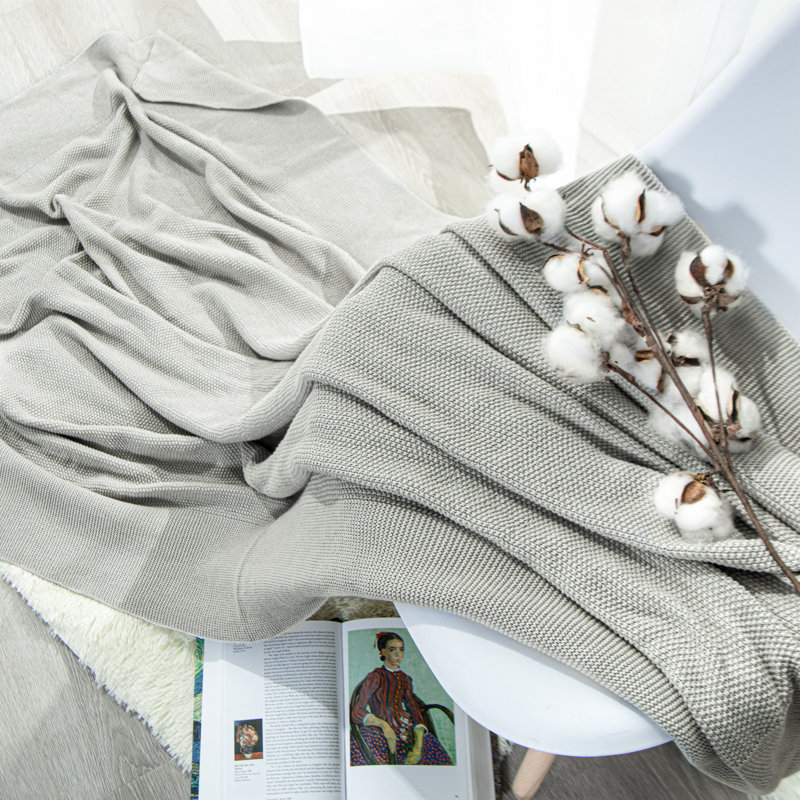 Couverture tricotée , Lit simple, Gris argenté