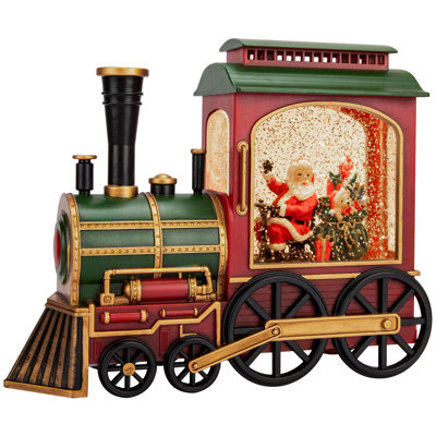 Christmas Snow Globe Lantern-Santa In Musical Train ?LED Glittering With 6H Timer,Battery Operated & USB Operated Music Box For Christmas Home Decoration And Gift