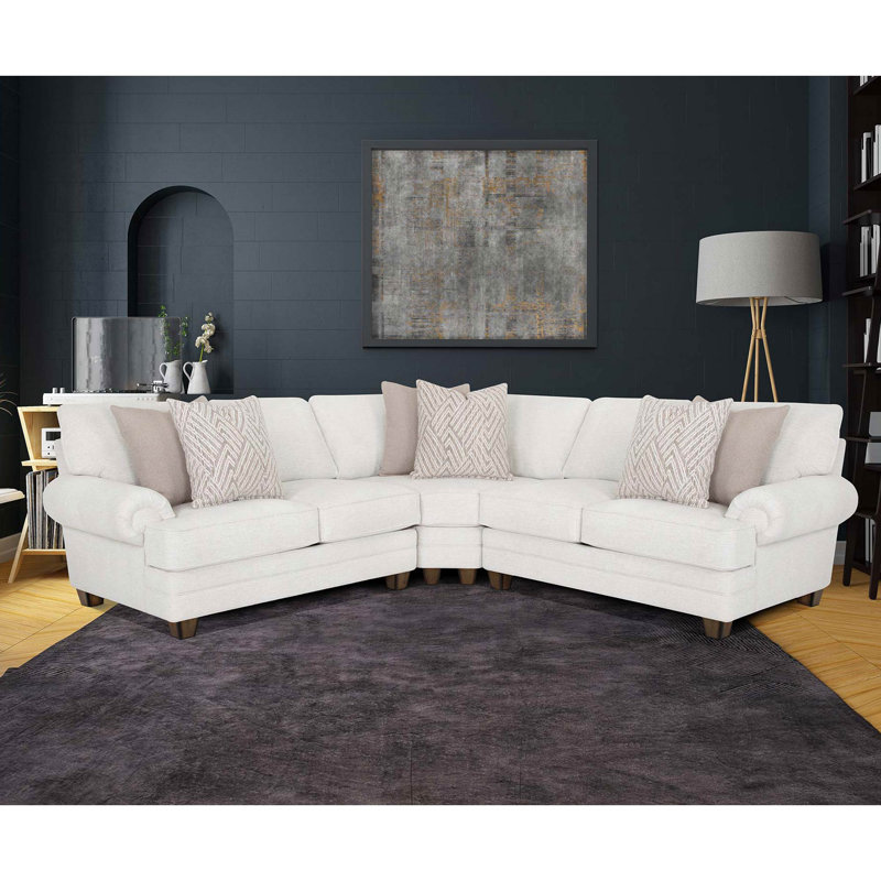 3-piece Symmetrical Sectional, White Polyester