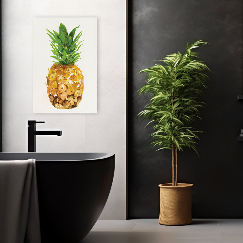 Ananas I, peinture de cuisine contemporaine, H 24 po x l 16 po
