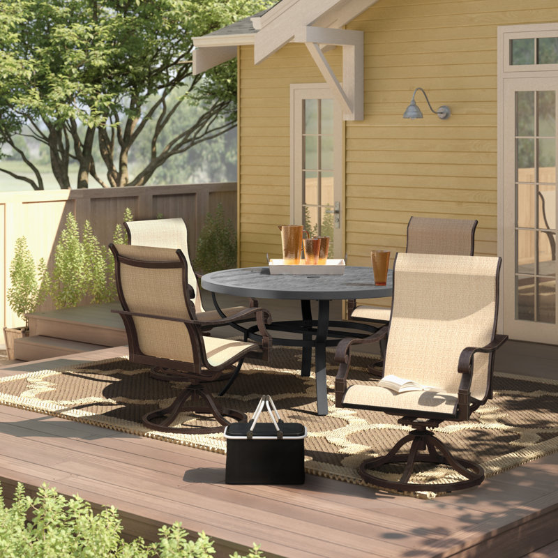 4 - Person Patio Dining Set Umbrella Hole Included Round Table