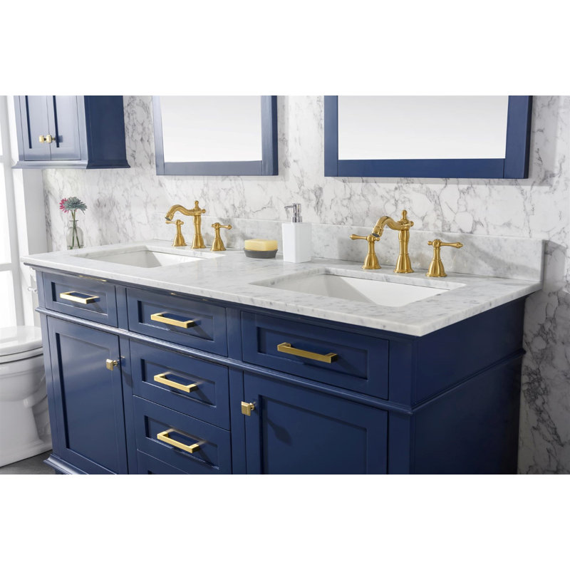 Ensemble de meuble-lavabo double 60 po Malcom, Bleu
