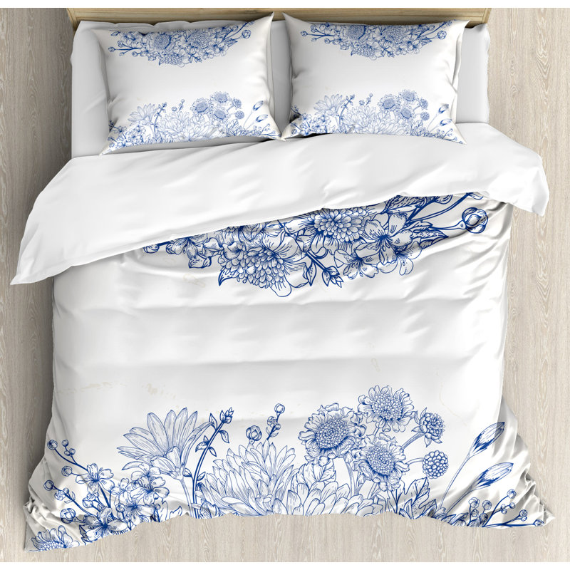 Traditional Polyester Floral Duvet Cover, King