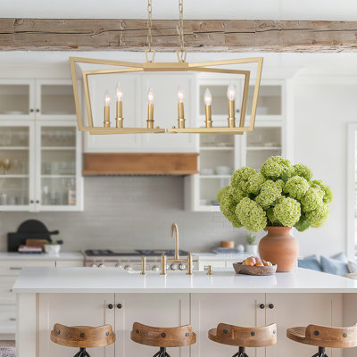 6-Light Gold Kitchen Island Linear Pendant