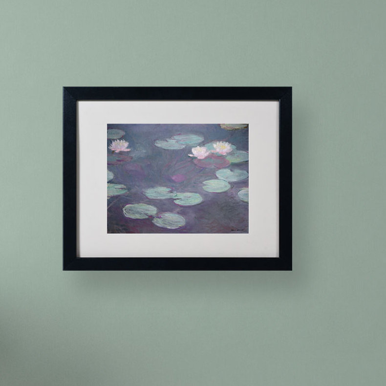 «Pink Lilies 1897-1899» par Claude Monet - reproduction d'art sur toile, H 11 po x l 14 po x P 0,5 po, Noir