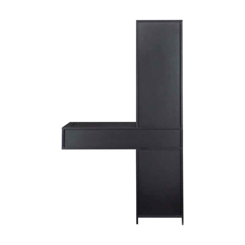 Bureau de coiffeuse moderne et élégant avec beaucoup de rangement et un design fonctionnel, Noir, noir, noir, noir