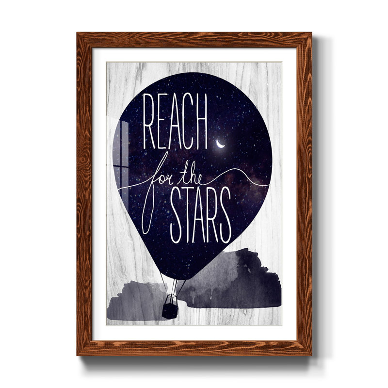 Reach for the Stars - Reproduction d'art textuel sur papier encadré, H 44 po x l 31 po x P 1 po, Érable
