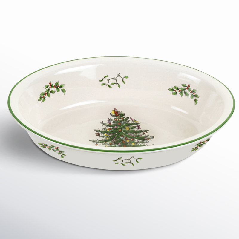 Spode Christmas Tree Oval Rim Dish 12.5"