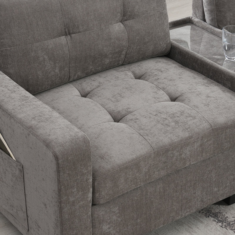 Canapé modulaire de 104 po avec plateau en acrylique, Gris chenille
