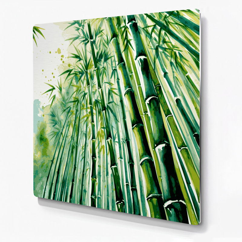 Art mural hawaïen en bambou vert, H 16 po x l 16 po