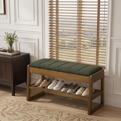 Upholstered Storage Shoe Bench with Flip-Top Storage Box