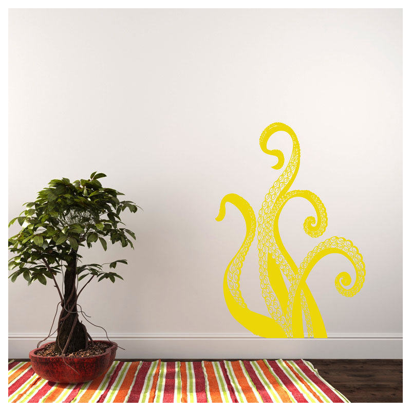 Adhésif décoratif pieuvre, Jaune