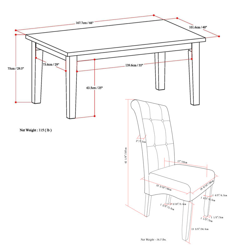 Ensemble de salle à manger contemporain 7 pièces avec table en bois massif et 6 chaises rembourrées Cosmopolitan / Eastwood