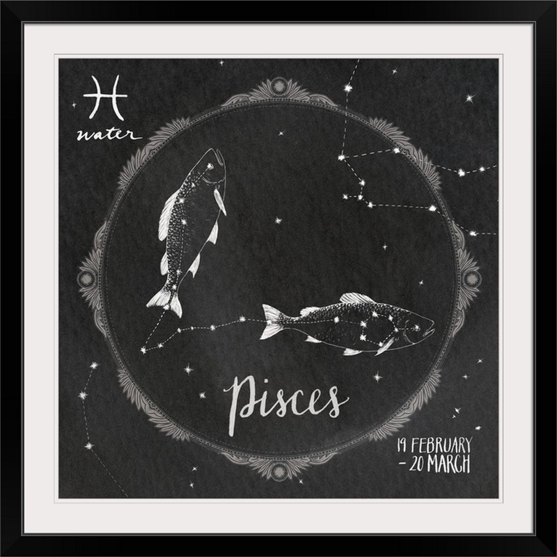 « night sky poissons » par sara zieve miller, reproduction d’art, H 24 po x l 24 po x P 1 po, Cadre noir