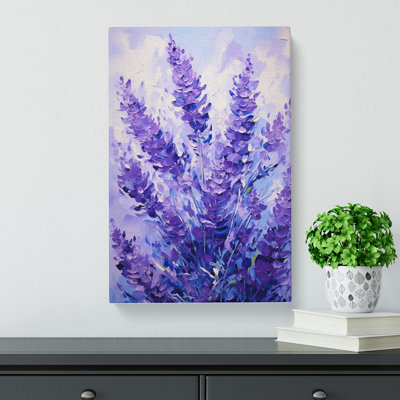 Lavender Flower Action Painting No.3 - Wrapped Canvas