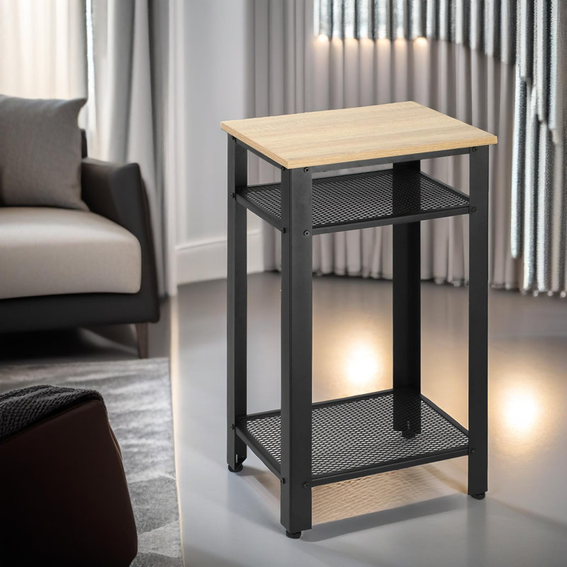 Sonderborg 3 Tier Side Table With Mesh Shelves Living Room Furniture End Sofa Tables