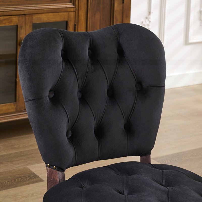 Chaise rembourrée en tissu French Vintage, Noir