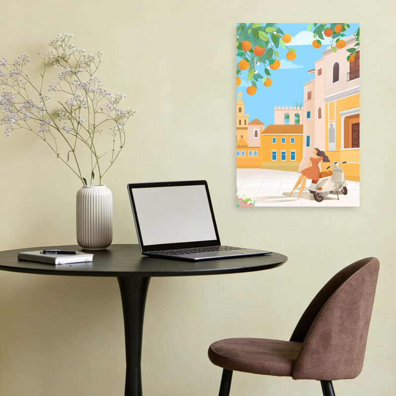Seville Oranges, Spain Abstract Contemporary Orange Tree Architecture City Wall Art Print, 60.96cm H x 40.64cm W