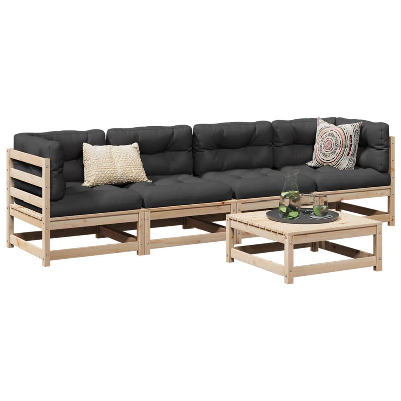 Melby 70cm Wide Rectangle Patio Sofa, Black, Grey