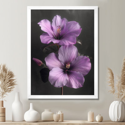 Rétro romance d'hibiscus mauve - Hibiscus, salon d'art mural