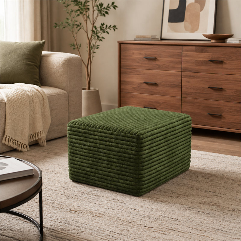 Repose-pieds en velours côtelé avec revêtement moelleux, vert, Vert