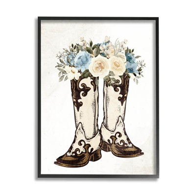 Cowboy Boot Mixed Flower Bouquet by Kim Allen - Graphic Art