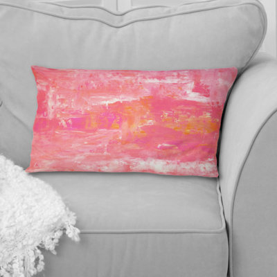 Orange And Pink Abstract Art Colorfields - Modern Printed Printed Pillow