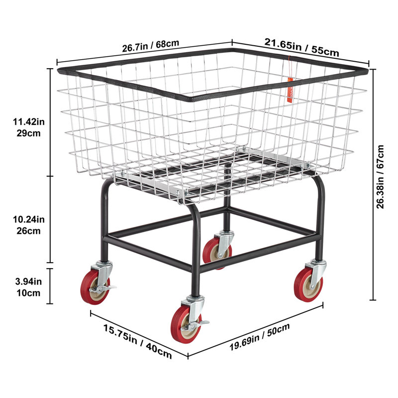 Chariot à linge autoportant en métal avec roulettes