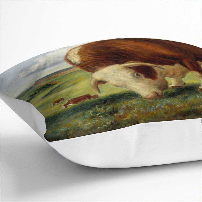 Ajax Bull Cow Scatter Cushion, 55cm H x 55cm W x 20cm D, White
