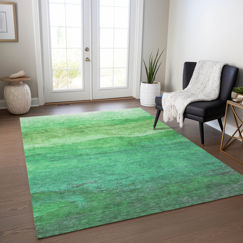 Tapis intérieur / extérieur vert Elien, 2 pi 6 po x 3 pi 10 po