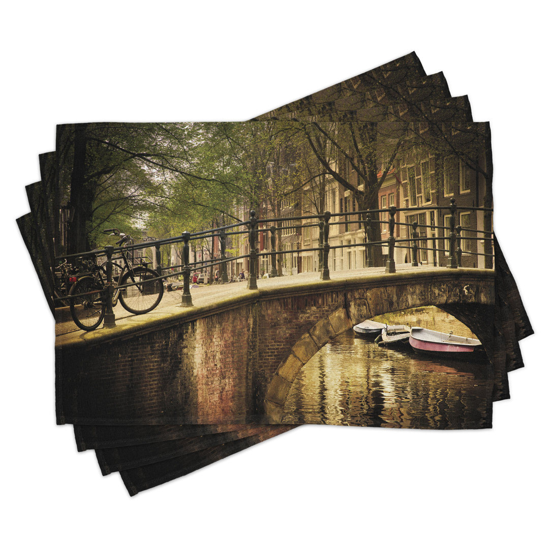 Platzdeckchen 4er Set, Romance Bridge Canal, Creme