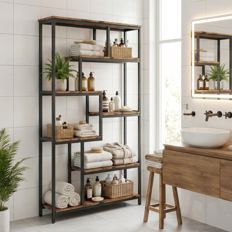 181.8cm H x 98cm W Metal Etagere Bookcase