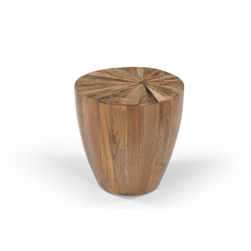  Table de bout cylindrique en bois massif Cayley - Tabouret d'appoint Sunburst